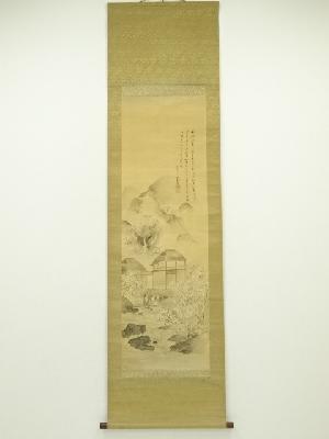 華陽筆　梅花山水　肉筆絹本掛軸
